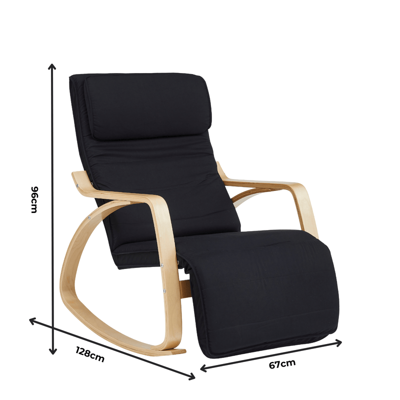 Rocking Chair With FootRest - Black