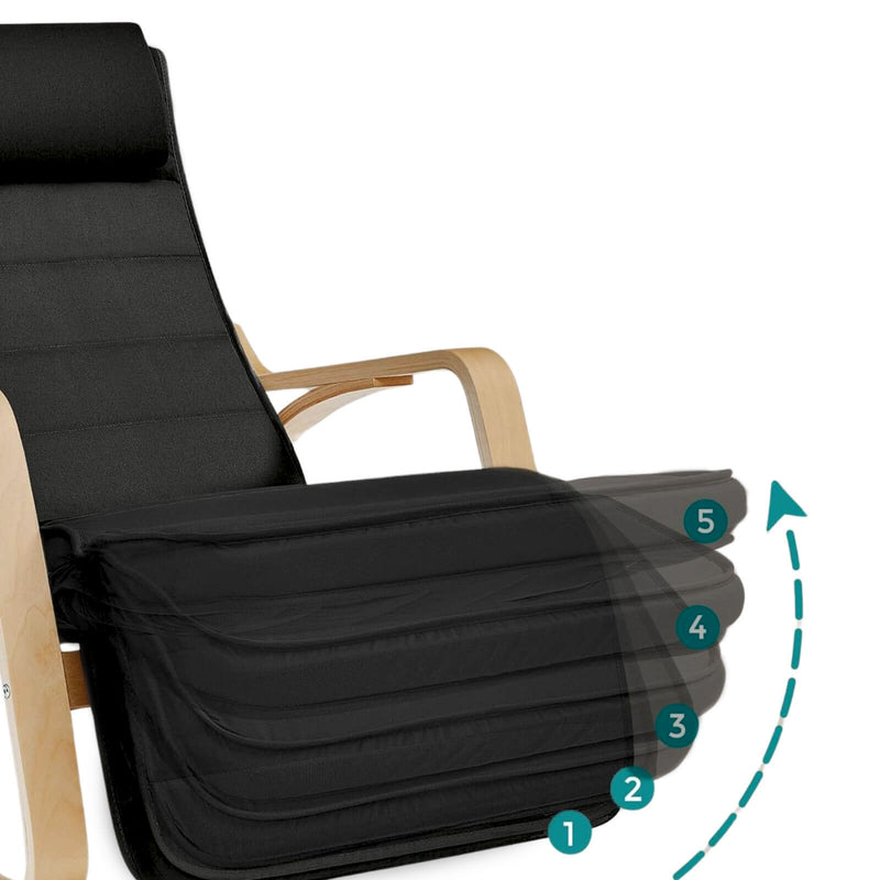 Rocking Chair With FootRest - Black