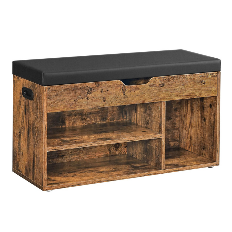 Shoe Storage Bench With Compartments - Rustic Brown