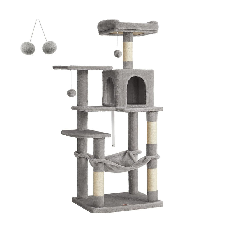 Cat Tree For Indoor Cats with Scratching Posts and Perches - Light Grey