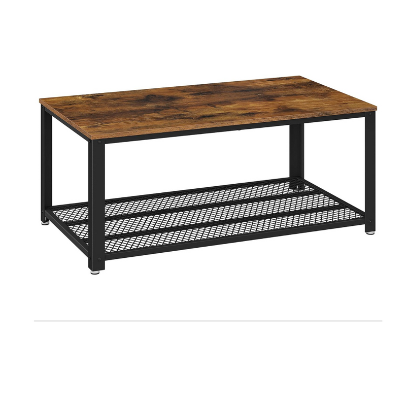 Coffee Table with Storage Shelf Industrial Style - Brown