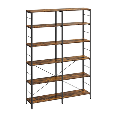 6 Tier Tall Display Bookcase - Brown