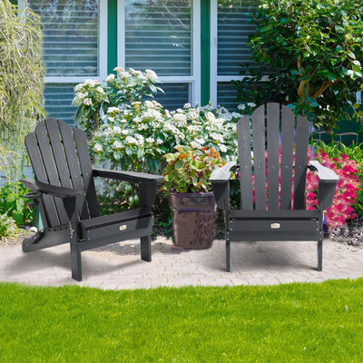 Adirondack Outdoor Chair with Cup Holder (Pack of 2) - Black