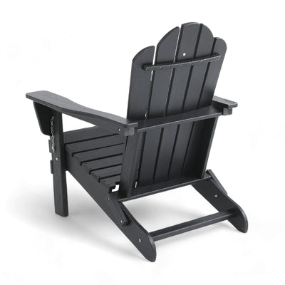 Close-up of Adirondack Outdoor Chair with durable Black finish
