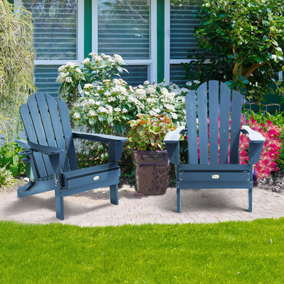 Side view of Adirondack Outdoor Chair with Cup Holder in Blue
