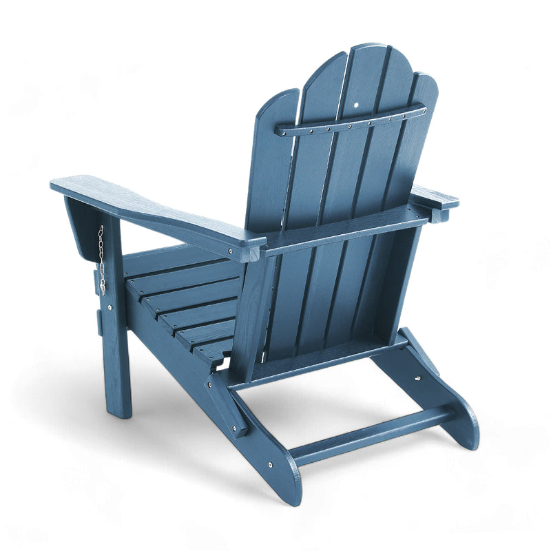 Adirondack Outdoor Chair with Cup Holder in Blue placed in garden
