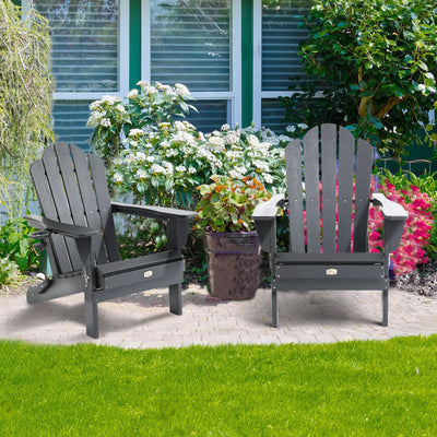 Side view of Adirondack Outdoor Chair with Cup Holder in Grey
