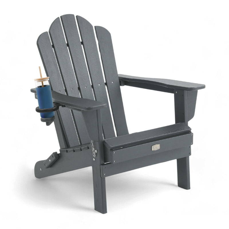 Close-up of Adirondack Outdoor Chair with sleek Grey finish
