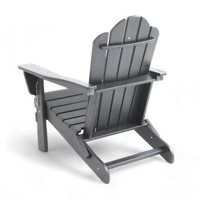 Adirondack Outdoor Chair with Cup Holder in Grey placed in garden
