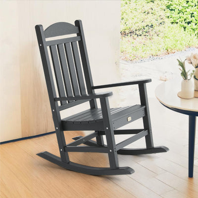 Back view of Adirondack Outdoor Rocking Chair in Black
