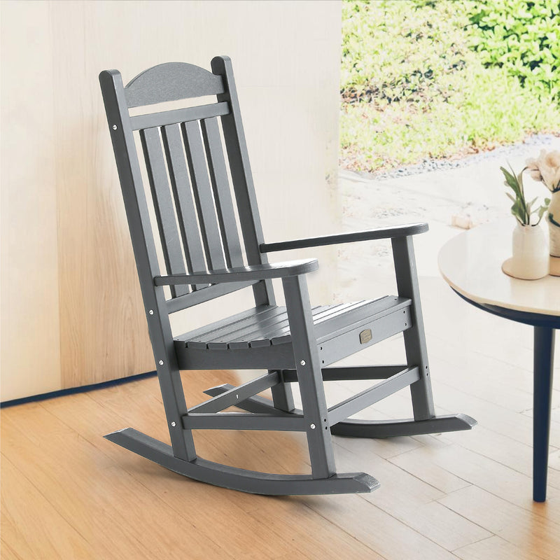 Side view of Adirondack Outdoor Rocking Chair in Grey
