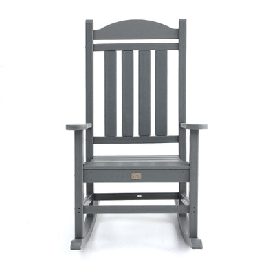 Back view of Adirondack Outdoor Rocking Chair in Grey
