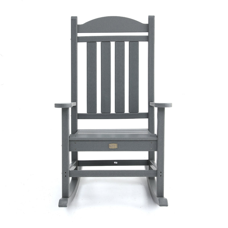 Back view of Adirondack Outdoor Rocking Chair in Grey
