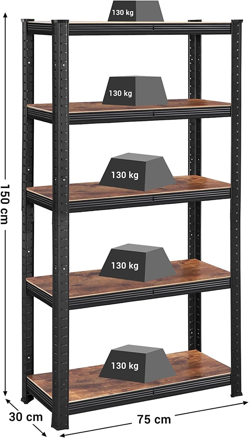 Adjustable Garage Storage Shelves 75 x 30 x 150 cm - Rustic Brown