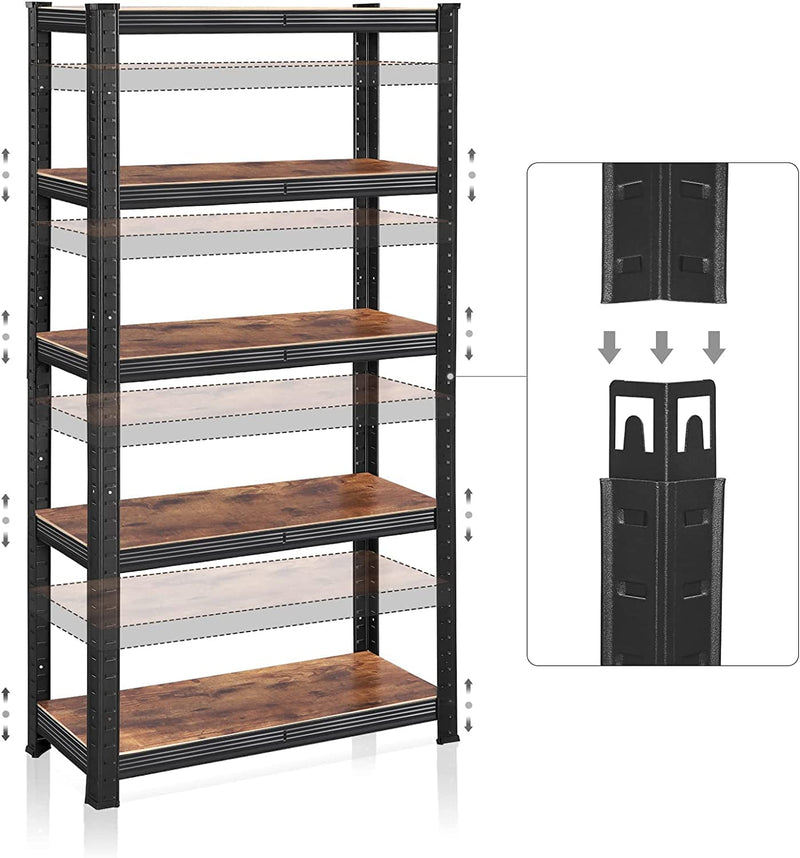 Adjustable Garage Storage Shelves 75 x 30 x 150 cm - Rustic Brown