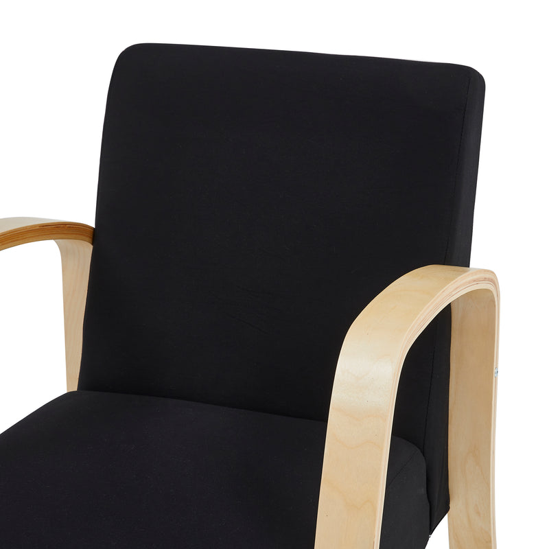 Side view of Bend Wood single sofa armchair in black