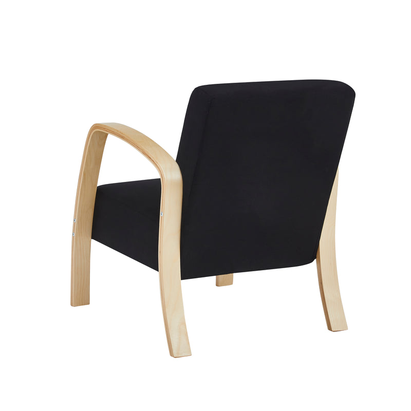 Back view of black Bend Wood single sofa armchair