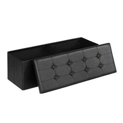 Storage Ottoman Bench Leather Large - Black