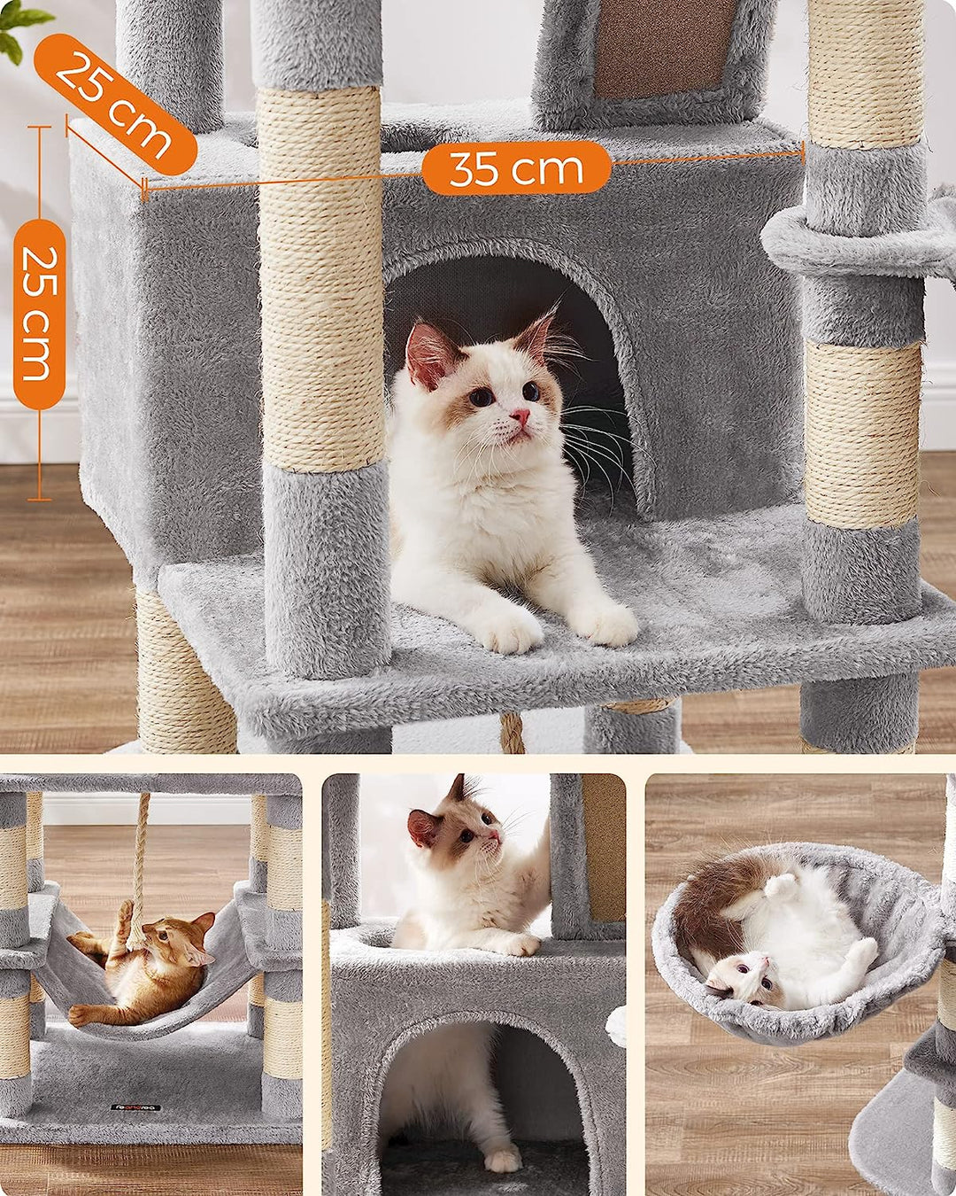 Cat Tree 168cm Tall Light Grey Space General