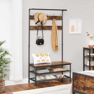 Detail of hooks on the Coat Rack Stand, designed for hanging coats, hats, and scarves