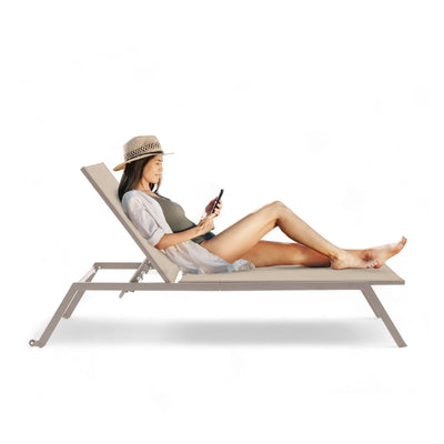 Deluxe Outdoor Pool Sun Lounger (Pack of 2) - Beige