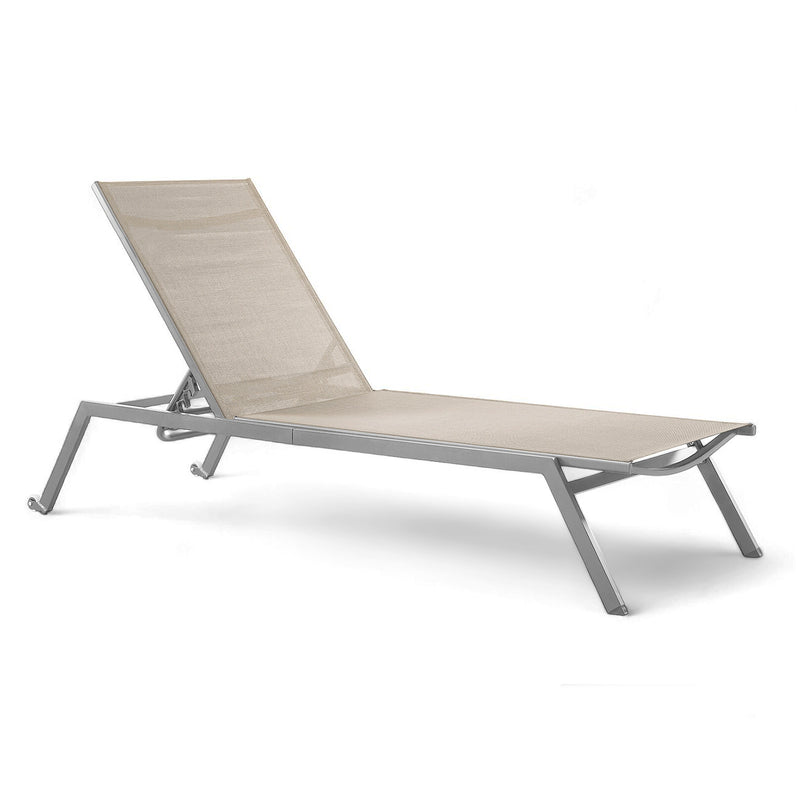 Front view of Deluxe Outdoor Pool Steel Chaise Lounge in beige