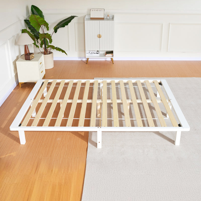 Desmond Signature Wooden Bed Frame in White - Angled View