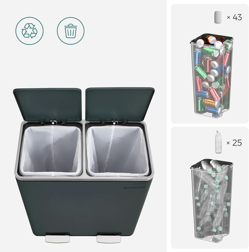 Foot pedal mechanism of the Dual 60L Smoky Grey Rubbish Bin for hands-free use.
