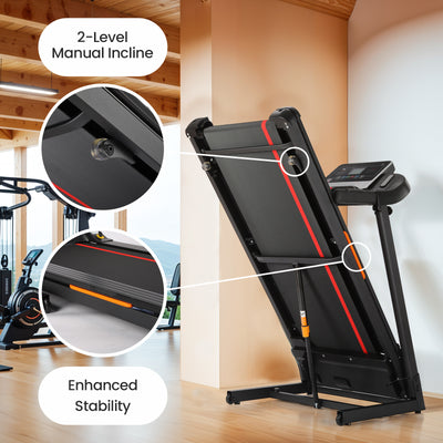 Console display of DynaSpace X2 Running Fitness Treadmill with workout settings
