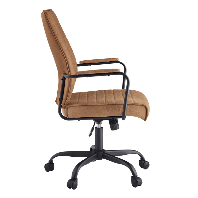 Eli Retro Leather Office Chair - Brown, Angled View