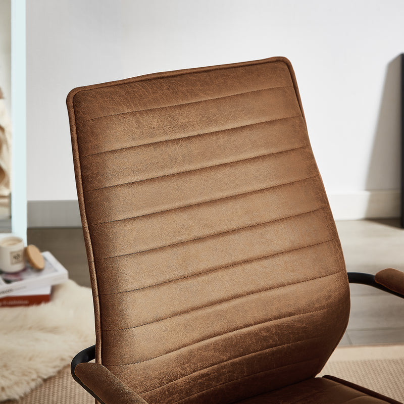 Eli Retro Leather Office Chair - Brown, Cushion Detail