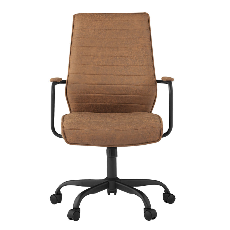 Eli Retro Leather Office Chair - Brown, Front View