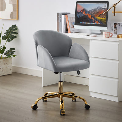 Elle Velvet Office Chair - Grey, Back View