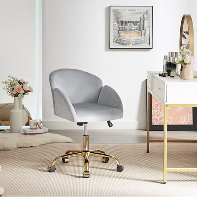 Elle Velvet Office Chair - Grey in Office Setting