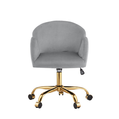 Elle Velvet Office Chair - Grey, Front View