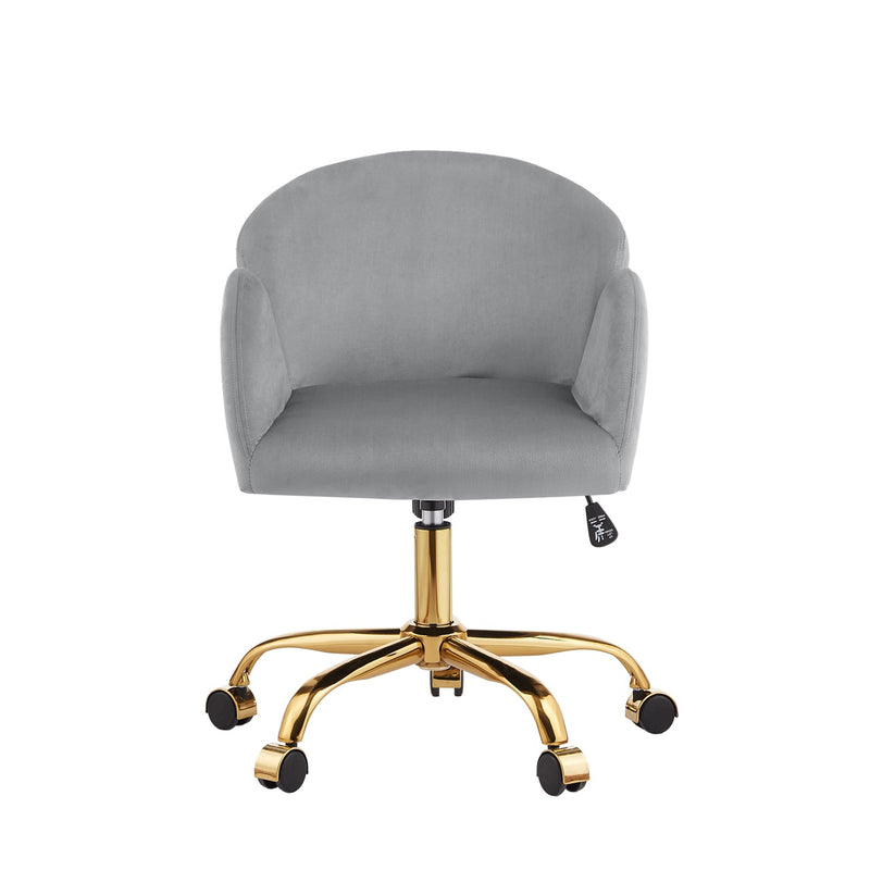 Elle Velvet Office Chair - Grey, Front View