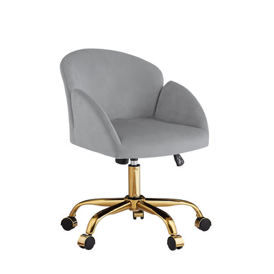 Elle Velvet Office Chair - Grey, Side View