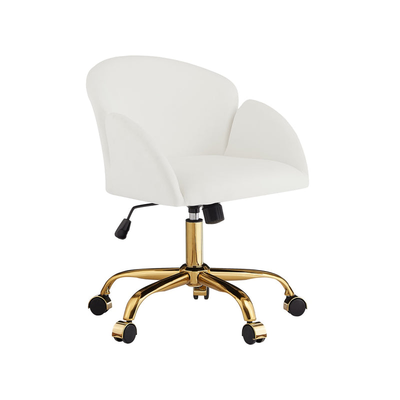 Elle Velvet Office Chair - White in Office Setting