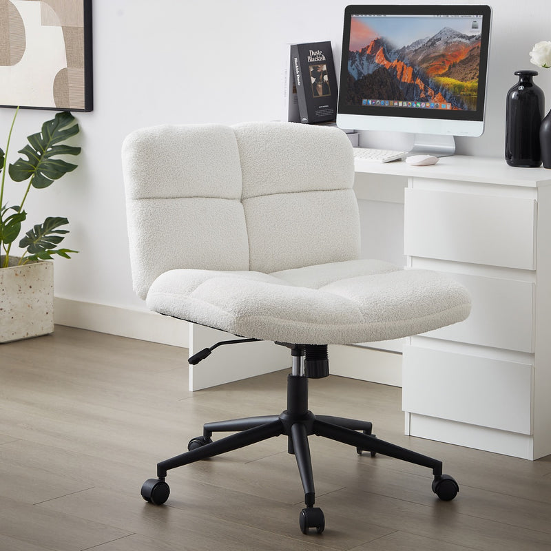 Emma Cross-Legged Office Chair - Beige, Side View