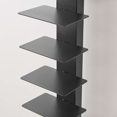 Detailed view of the Esme Vertical Floating Bookcase in black