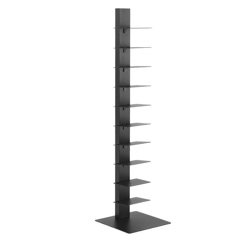 Front view of the Esme Vertical Floating Bookcase in black