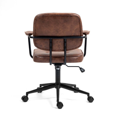 Back view of Harlen Vintage Leather Office Chair in Brown