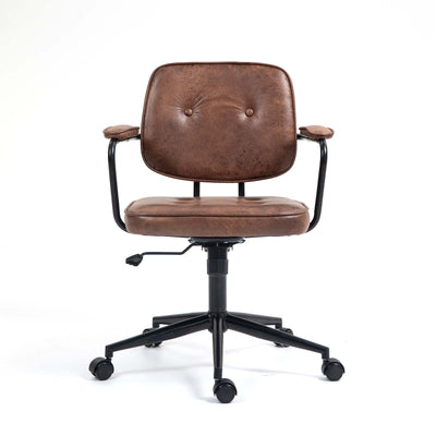 Front view of Harlen Vintage Leather Office Chair in Brown