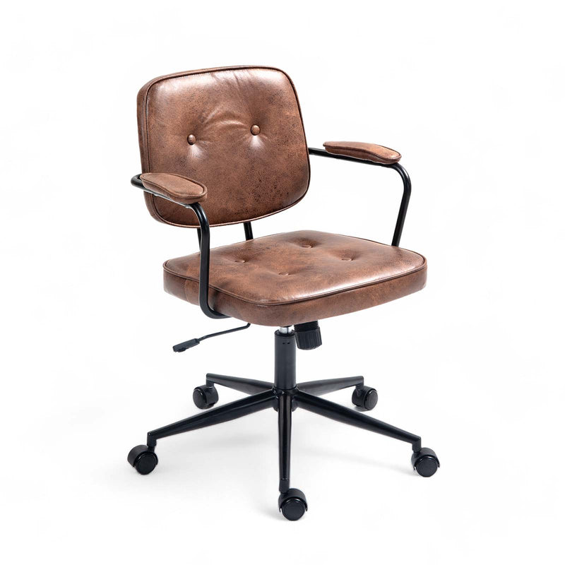 Ergonomic design of Harlen Vintage Leather Office Chair in Brown