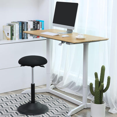 Side view of Height-Adjustable Office Stool, highlighting its curved backrest and ergonomic shape