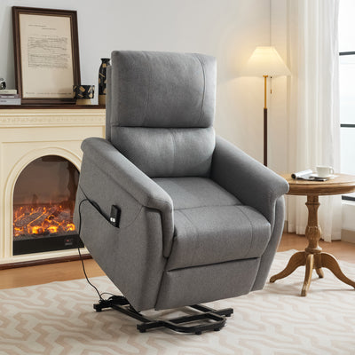 Side view of the Lifting Recliner Lounger Chair in grey, showcasing its sleek design.
