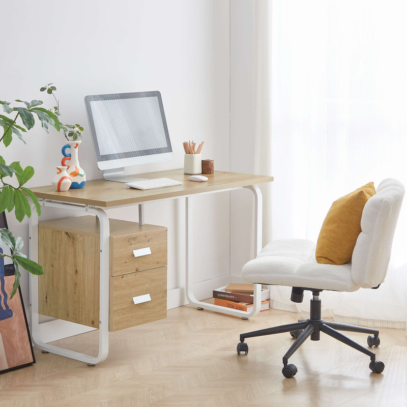 Computer Office Desk With 2 Drawers - Oak