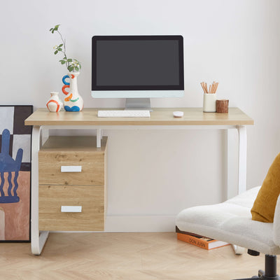 Computer Office Desk With 2 Drawers - Oak