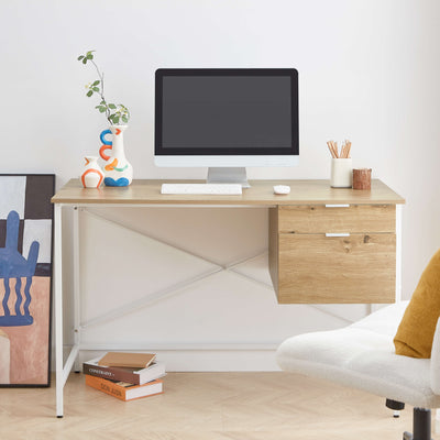 2 Drawer Computer Office Desk - Oak