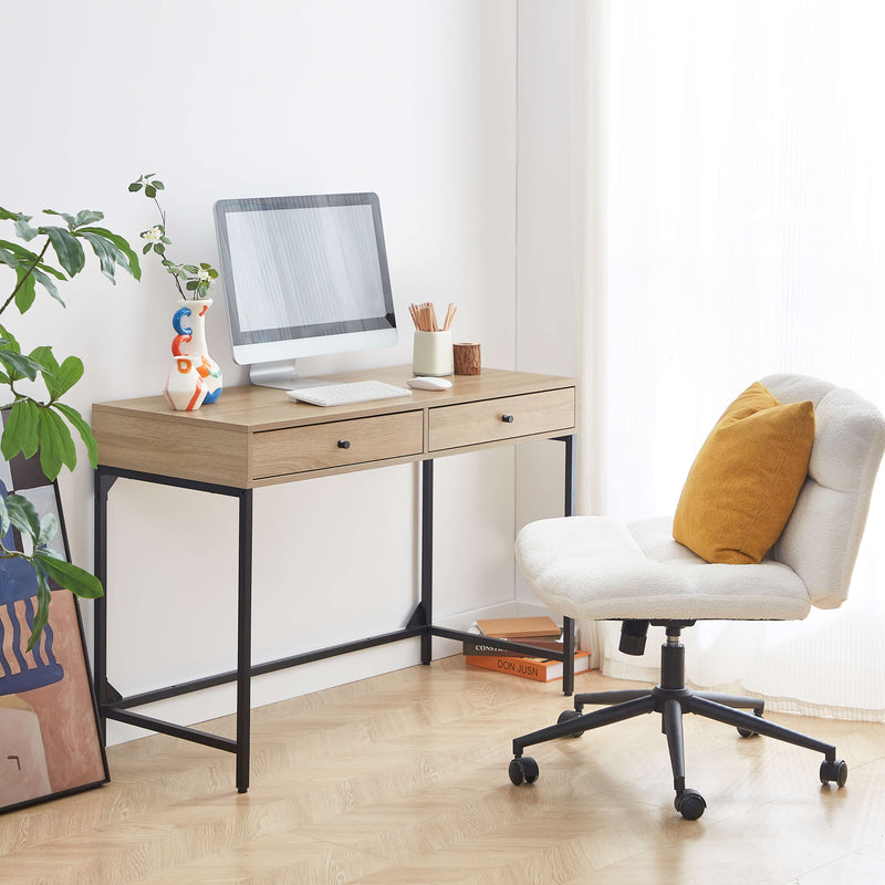 Office Desk With 2 Drawers - Oak